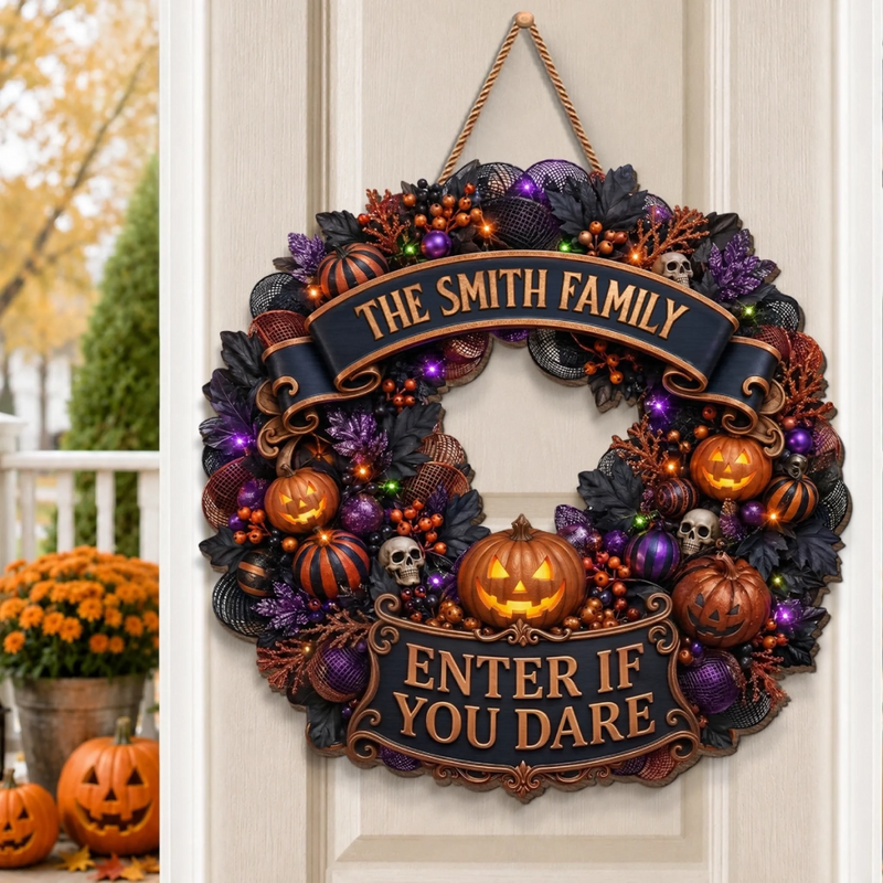 Custom Wood Sign - Personalized Halloween Decor Birthday Gifts For Mom, Dad, Brother, Sister - Sweet But Spooky Home