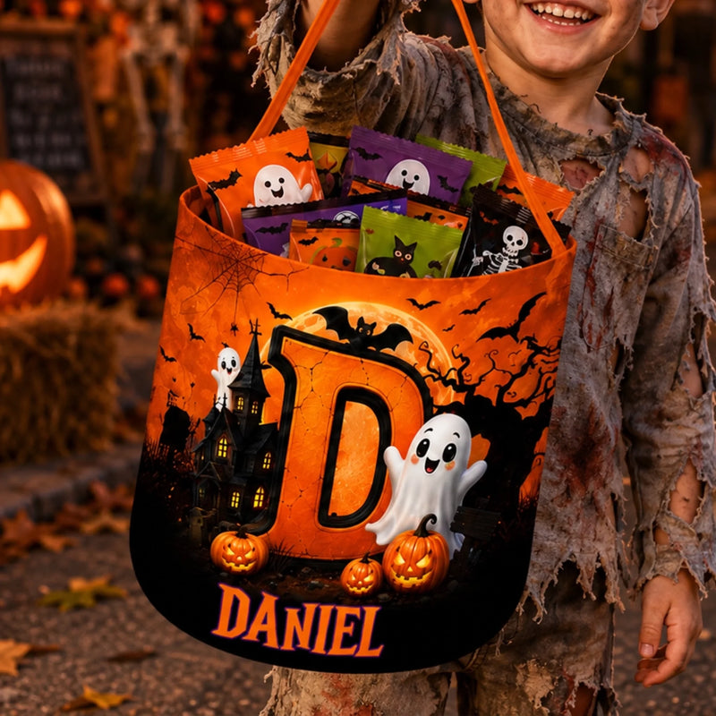 Custom Candy Basket - Personalized Halloween  Birthday Gifts For Kids - Tiny Monster On The Loose
