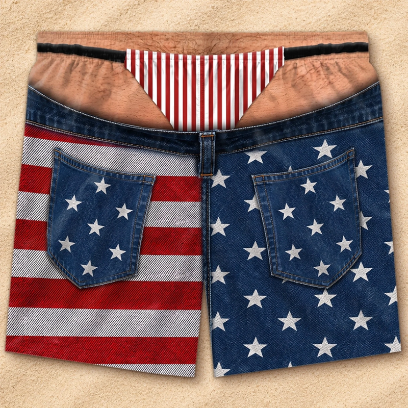 Custom Funny Patriotic Men Swim Trunks - Personalized Summer Vacation And Travel Gifts For Husband, Son, Grandson, Brother, Grandpa, Dad, Yourself - Beach Better Have My Drink
