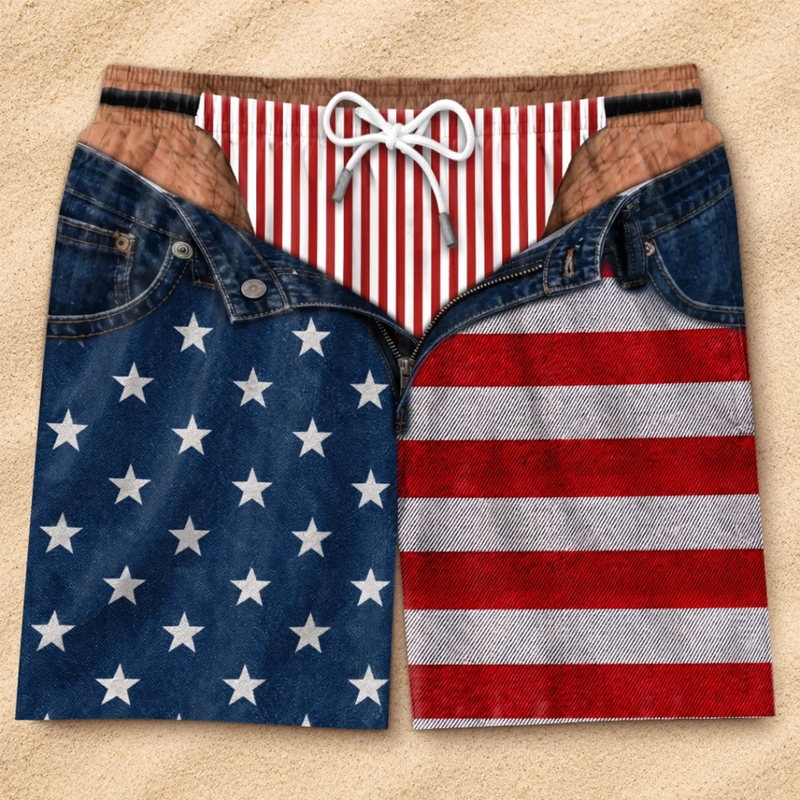 Custom Funny Patriotic Men Swim Trunks - Personalized Summer Vacation And Travel Gifts For Husband, Son, Grandson, Brother, Grandpa, Dad, Yourself - Beach Better Have My Drink