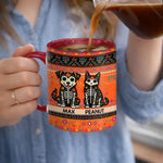 Custom Photo Day Of The Dead Accent Mug - Personalized Birthday Gifts For Dog Cat Lovers, Dog Dad And Mom, Cat Owners - Dancing With Colorful Memories Today