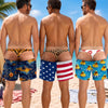 Custom Funny Patriotic Men Swim Trunks - Personalized Summer Vacation And Travel Gifts For Husband, Son, Grandson, Brother, Grandpa, Dad, Yourself - Gone Coastal Again