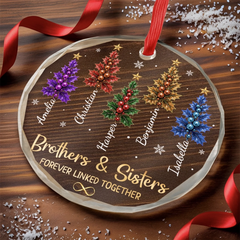 Custom Circle Glass Ornament - Personalized Christmas Birthday Gifts For Mom, Dad, Brother, Sister - United In Pure Love