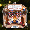 Custom First Christmas Acrylic Ornament - Personalized America 250th Anniversary Christmas Gifts For Husband And Wife, Him And Her - Celebrating Love And History Together