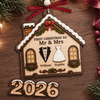 Custom First Christmas Wooden Ornament With Tag - Personalized Anniversary Christmas Wedding Gifts For Husband And Wife, Him And Her - Side By Side, Heart To Heart