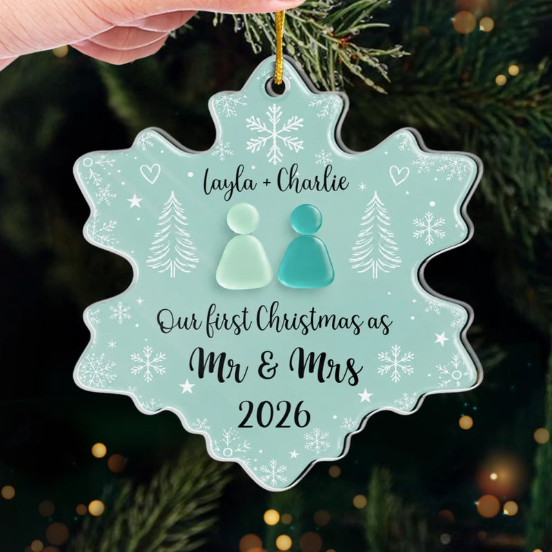 Custom First Christmas Acrylic Ornament - Personalized Anniversary Christmas Wedding Gifts For Husband And Wife, Him And Her - Mint To Be Together Forever