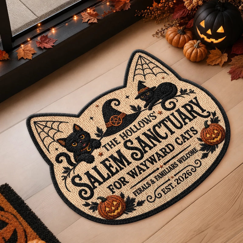 Custom Shaped Doormat - Personalized Halloween Decor Birthday Gifts For Mom, Dad, Brother, Sister - Wicked Cats Live Here