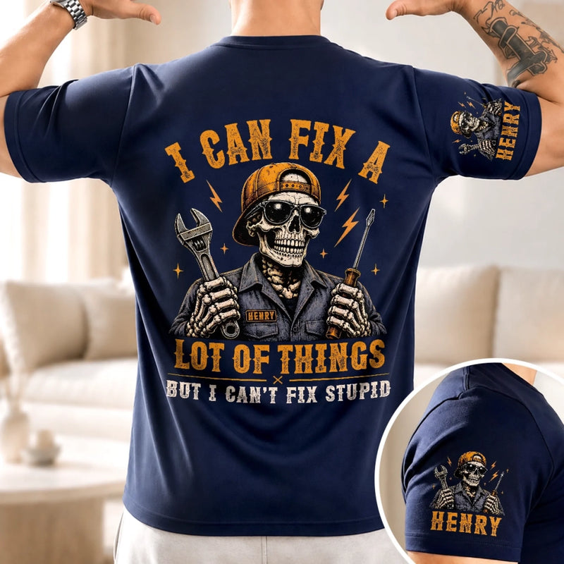 Custom Back Printed Shirt - Personalized Birthday Gifts For Husband, Son, Grandson, Brother, Grandpa, Dad, Yourself - Grease Gears Repeat