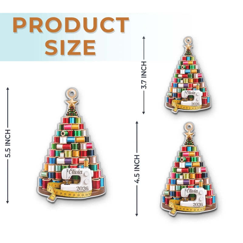 Custom Acrylic Ornament - Personalized Christmas Birthday Tailor Gifts For Sewer, Seamstress - Threaded With Love And Cheer
