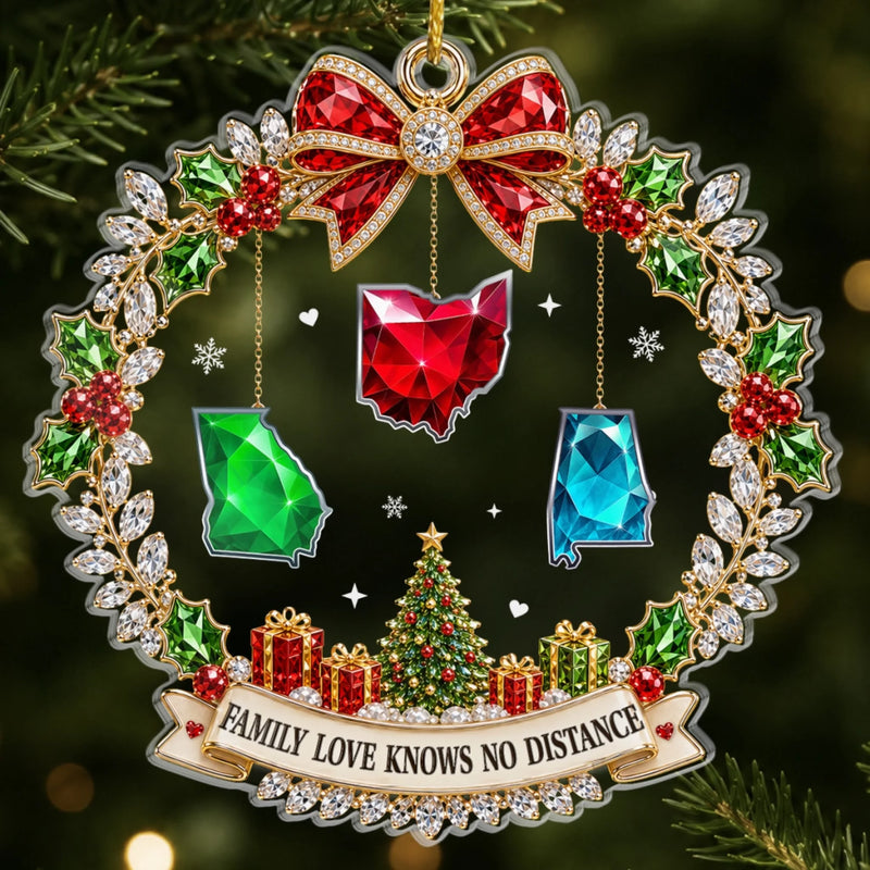 Custom Long Distance Acrylic Ornament - Personalized Christmas Birthday Gifts For Mom, Dad, Brother, Sister - No Distance Too Far Today