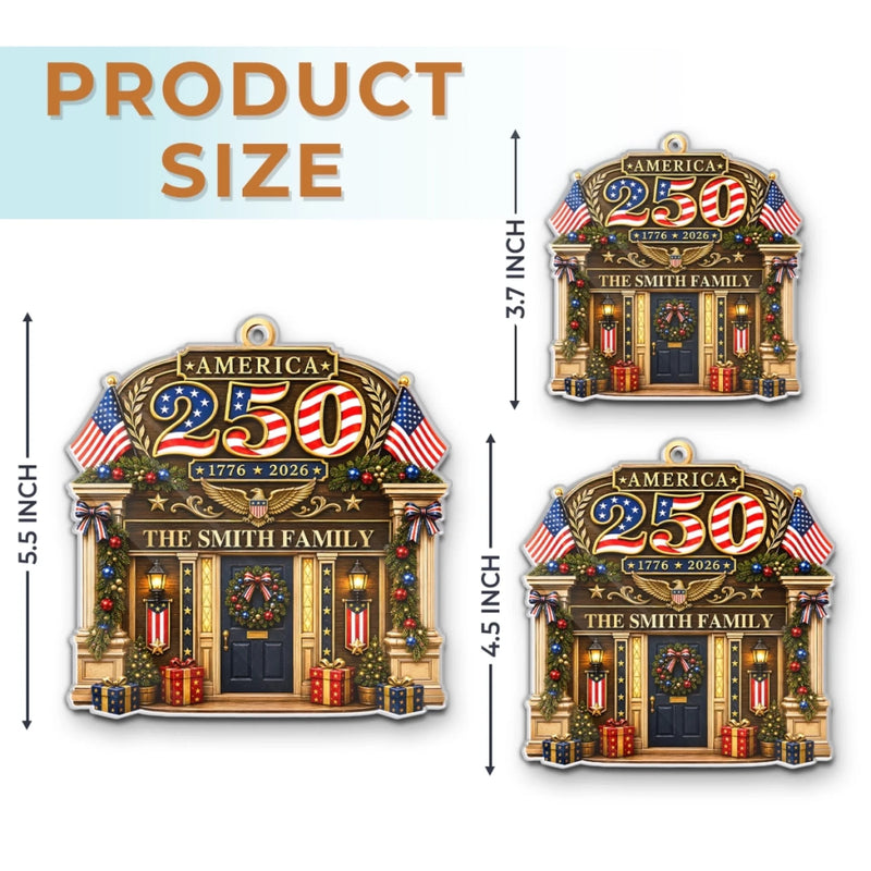 Custom Acrylic Ornament - Personalized America 250th Anniversary Christmas Gifts For Mom, Dad, Brother, Sister - Forever Free And United