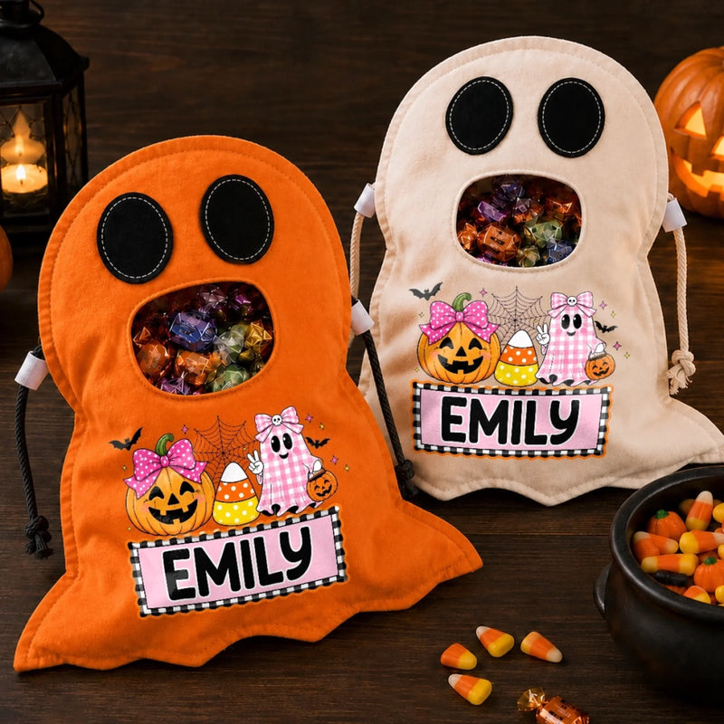 Custom Ghost Bag - Personalized Halloween  Birthday Gifts For Kids - Too Cute To Be Spooky