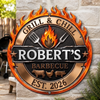 Custom BBQ Shaped Metal Sign - Personalized Grilling Gifts For BBQ Lovers, Husband, Son, Grandson, Brother, Grandpa, Dad, Yourself - Grill And Chill