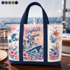 Custom Canvas Tote Bag - Personalized Summer Vacation And Travel Gifts For Mom, Dad, Brother, Sister - Family Time At Sea
