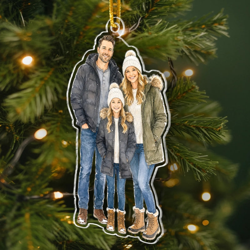 Custom Photo Acrylic Ornament - Personalized Christmas Birthday Gifts For Mom, Dad, Brother, Sister - Family Is Where Love Begins