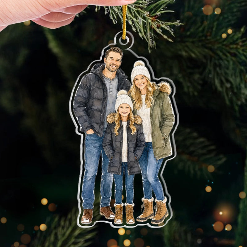 Custom Photo Acrylic Ornament - Personalized Christmas Birthday Gifts For Mom, Dad, Brother, Sister - Family Is Where Love Begins