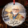 Custom Photo Circle Glass Ornament - Personalized Christmas Memorial Sympathy Gifts For Loss Of Mom, Dad - Forever Near In Our Hearts