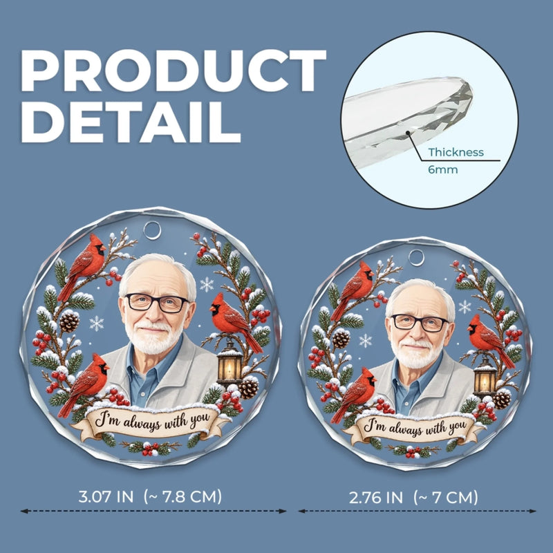 Custom Photo Circle Glass Ornament - Personalized Christmas Memorial Sympathy Gifts For Loss Of Mom, Dad - Held In Love Forevermore