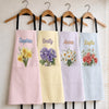 Custom Apron With Pocket - Personalized Birthday Gifts For Wife, Daughter, Besties, Sisters, Granddaughter, Grandma, Mom, Yourself - My Favorite Floral Kitchen Piece