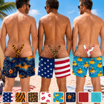 Custom Funny Patriotic Men Swim Trunks - Personalized Summer Vacation And Travel Gifts For Men - Salty Hair Zero Cares