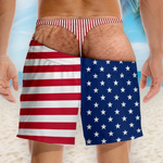 Custom Funny Patriotic Men Swim Trunks - Personalized Summer Vacation And Travel Gifts For Men - Back Where Waves Belong