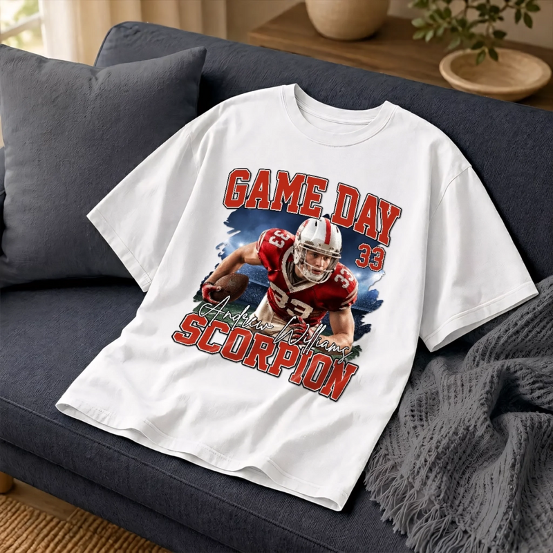 Custom Photo America Football Comfort T-Shirt - Personalized Birthday Gifts For Mom, Dad, America Football Lovers, Sports Fans, Sports Lovers - Game Day