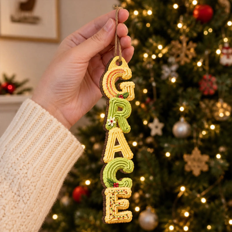 Custom Letter Wooden Ornament - Personalized Christmas Birthday Gifts For Mom, Dad, Brother, Sister - Baked With Love Just For You