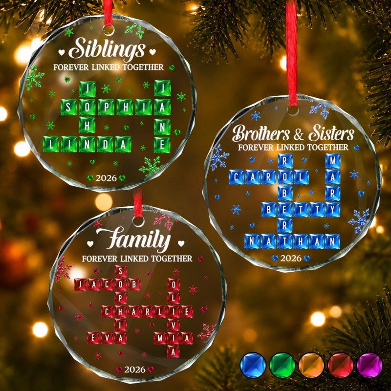 Custom Circle Glass Ornament - Personalized Christmas Birthday Gifts For Mom, Dad, Brother, Sister - Partners In Every Adventure