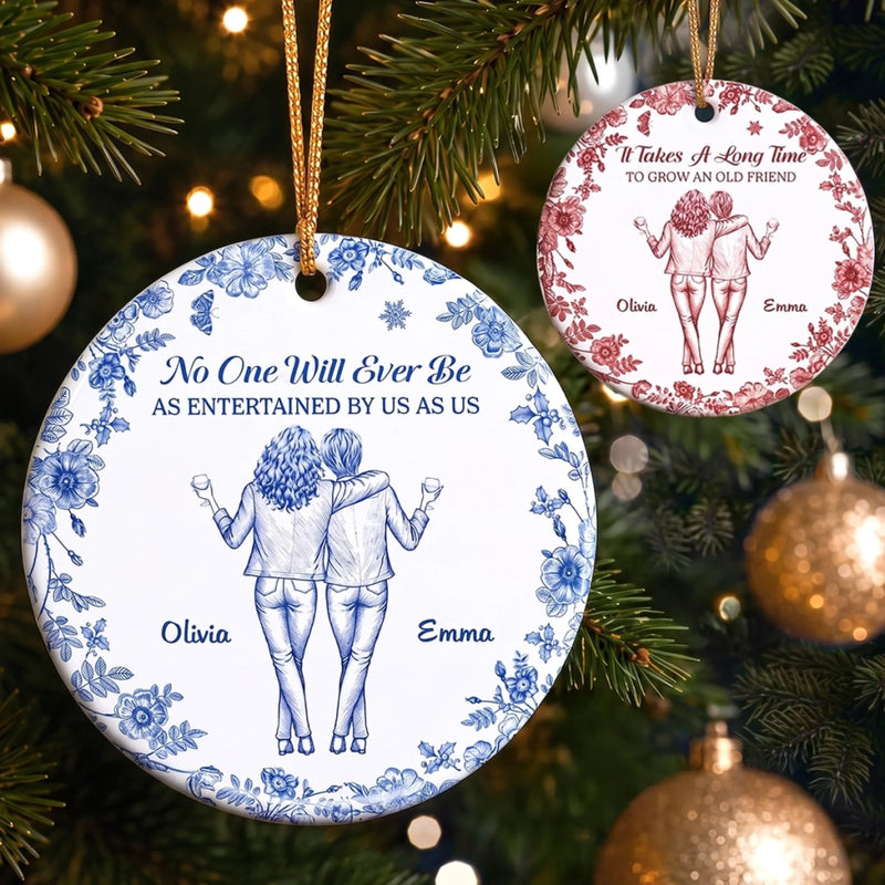 Custom Ceramic Ornament - Personalized Best Friend Christmas Birthday Gifts For Women, Besties, Sisters, BFF - Good Vibes Great Memories