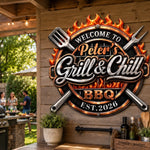 Custom BBQ Shaped Metal Sign - Personalized Grilling Gifts For BBQ Lovers, Husband, Dad - Grill Smoke Good Times