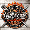Custom BBQ Shaped Metal Sign - Personalized Grilling Gifts For BBQ Lovers, Husband, Son, Grandson, Brother, Grandpa, Dad, Yourself - Grill Smoke Good Times