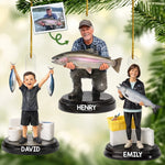 Custom Photo Acrylic Ornament - Personalized Christmas Birthday Fishing Gifts For Fisherman - Born To Fish Forced To Work