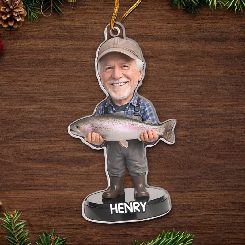 Custom Photo Acrylic Ornament - Personalized Christmas Birthday Fishing Gifts For Fisherman - Reel Good Times With Best Catch
