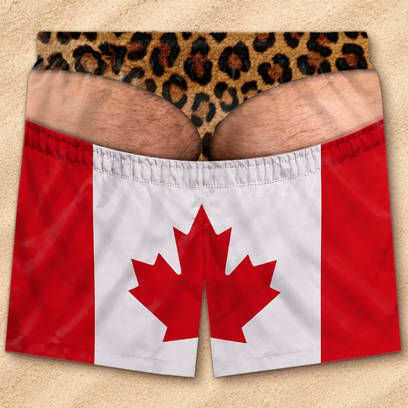 Custom Funny Men Swim Trunks - Personalized Birthday Gifts For Husband, Son, Grandson, Brother, Grandpa, Dad, Yourself - Shining Bright In Gold And Cheeks