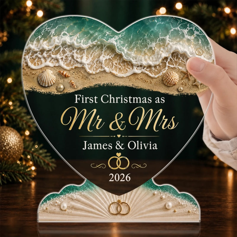 Custom First Christmas Acrylic Plaque - Personalized Anniversary Christmas Wedding Gifts For Husband And Wife, Him And Her - The Start Of Forever Together Always