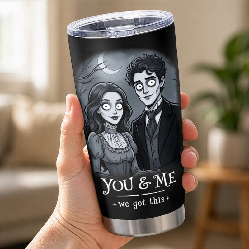 Custom Photo Tumbler - Personalized Halloween Anniversary Wedding Gifts For Husband And Wife, Him And Her - You And Me, Spooky Forever