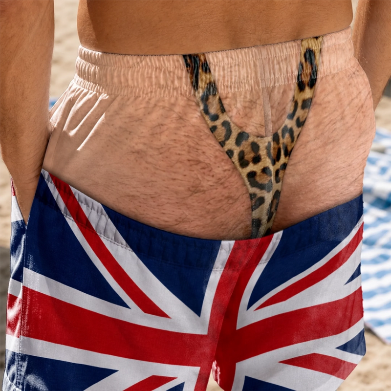 Custom Funny Men Swim Trunks - Personalized Summer Vacation And Travel Gifts For Husband, Son, Grandson, Brother, Grandpa, Dad, Yourself - Rocking Union Jack In Style