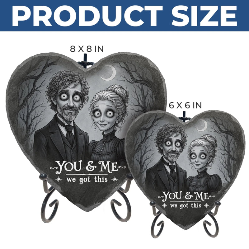 Custom Photo Heart Shaped Stone With Stand - Personalized Halloween Anniversary Wedding Gifts For Husband And Wife, Him And Her - Together Till The Very End