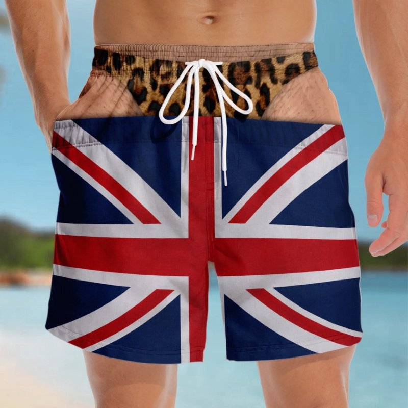 Custom Funny Men Swim Trunks - Personalized Summer Vacation And Travel Gifts For Husband, Son, Grandson, Brother, Grandpa, Dad, Yourself - Handle With Humor