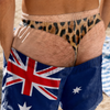 Custom Funny Men Swim Trunks - Personalized Summer Vacation And Travel Gifts For Husband, Son, Grandson, Brother, Grandpa, Dad, Yourself - Caution From Behind