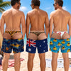 Custom Funny Men Swim Trunks - Personalized Summer Vacation And Travel Gifts For Husband, Son, Grandson, Brother, Grandpa, Dad, Yourself - Caution From Behind