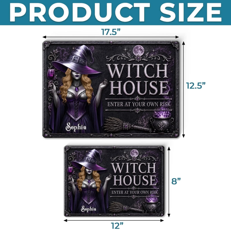 Custom Witchy Home Decor Metal Sign - Personalized Halloween Birthday Gifts For Witch, Wife, Daughter, Besties, Sisters, Granddaughter, Grandma, Mom, Yourself - My Witchy Lair