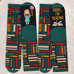 Custom Crew Socks - Personalized Bookish Gifts For Book Lovers, Bookworms, Readers - Sweet Cozy Book Reading Time