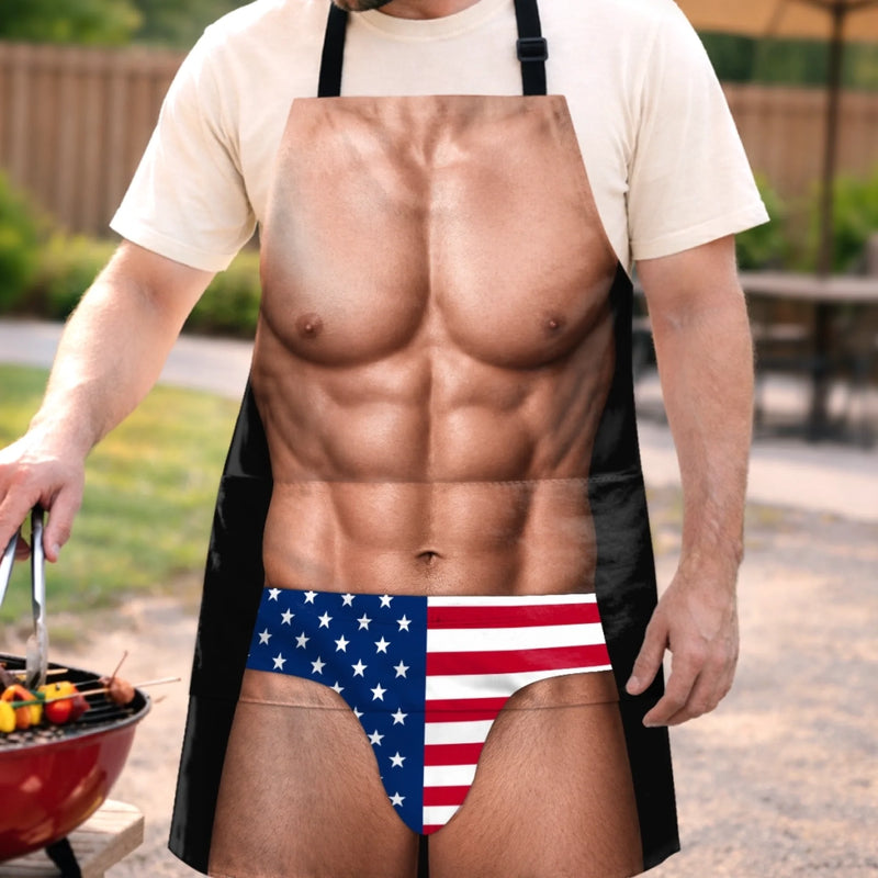 Custom Funny Patriotic Apron With Pocket - Personalized Birthday Gifts For Husband, Son, Grandson, Brother, Grandpa, Dad, Yourself - Meat Me At The Grill