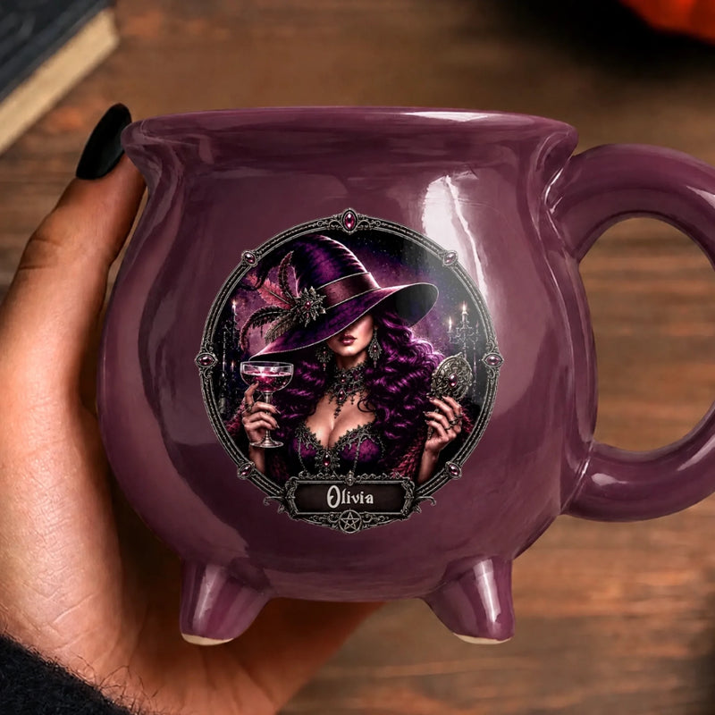 Custom Witchy Cauldron Coffee Mug - Personalized Halloween Gifts For Witch, Wife, Daughter, Besties, Sisters, Granddaughter, Grandma, Mom, Yourself - Pure Witch Magic