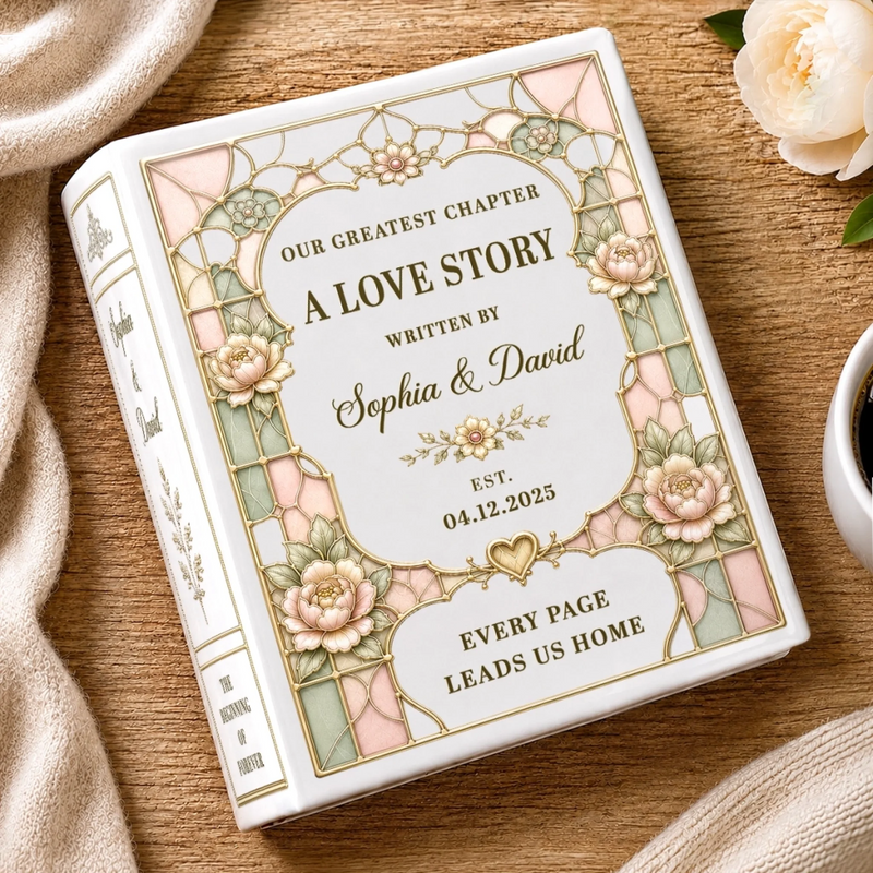 Custom Book Vase - Personalized Anniversary Wedding Gifts For Husband And Wife, Him And Her - Eternal Love Story
