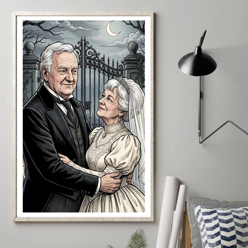 Custom Photo Gothic Vertical Poster - Personalized Halloween Anniversary Wedding Gifts For Husband And Wife, Him And Her - Our Gothic Portrait