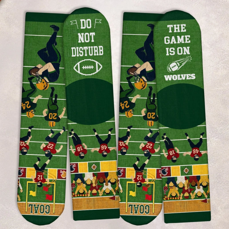 Custom Football Crew Socks - Personalized Christmas Birthday Football Gifts For Football Lovers, Sports Fans, Sports Lovers - Just Here For The Game