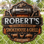 Custom BBQ Shaped Metal Sign - Personalized Grilling Gifts For BBQ Lovers, Husband, Son, Grandson, Brother, Grandpa, Dad, Yourself - Fire Up The Fun