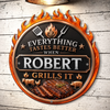 Custom BBQ Shaped Metal Sign - Personalized Grilling Gifts For BBQ Lovers, Husband, Son, Grandson, Brother, Grandpa, Dad, Yourself - Keep Calm And Grill On